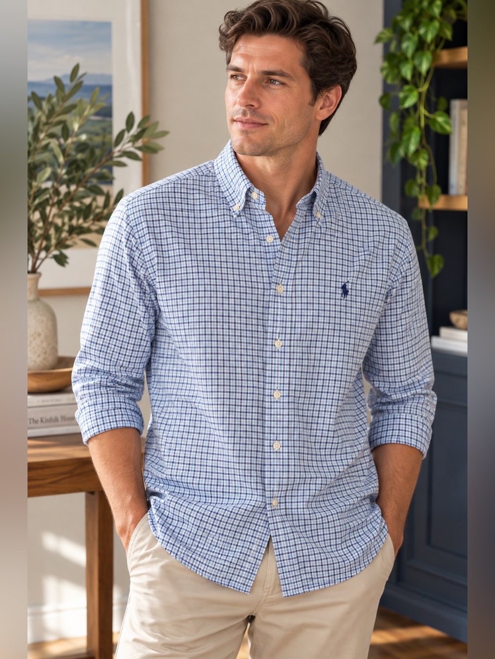Ralph Lauren Men’s Blue Check Classic Fit Shirt – Size M
